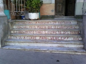 Cuba Raul quote on steps