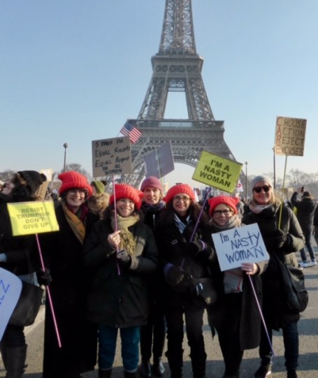 WomensMarchParisJJFriendsTower.JPG